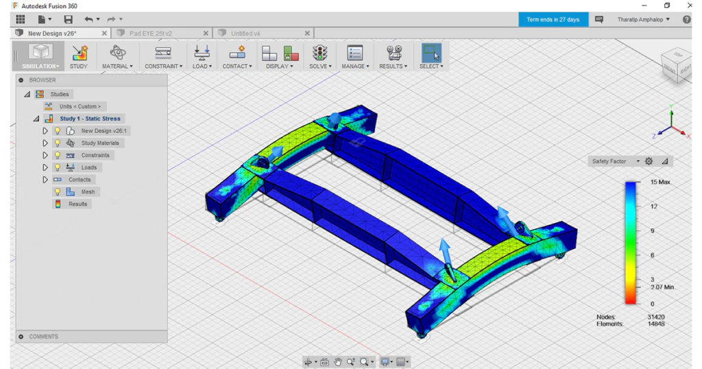 แบบจำลอง Finite Element สำหรับออกแบบ Lifting Beam